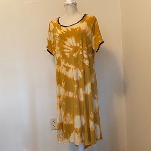 LuLaRoe Carly 2XL Custom Tie Dye Yellow & Blue